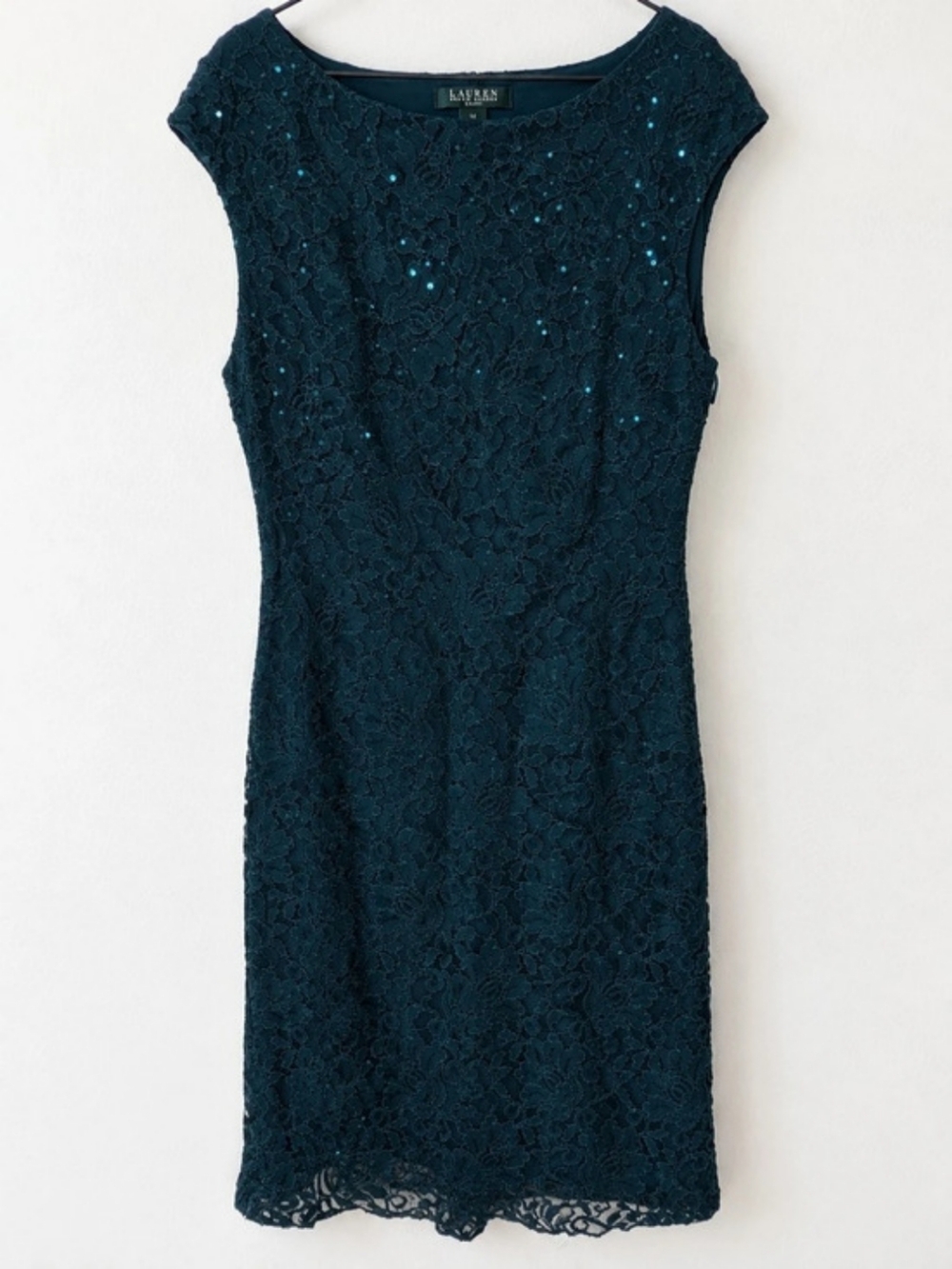 Lauren Ralph Lauren Lace Sequin Mini Dress Blue Size 12